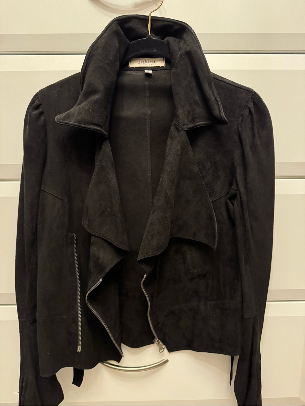 JAKETT NY Black Suede Asymmetrical Zip Jacket